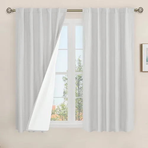 Vista 54 de LAMIT Cortinas opacas cortas de lino de 30 pulgadas para ventanas de cocina sobre el fregadero, cortinas de café texturizadas de lino marfil