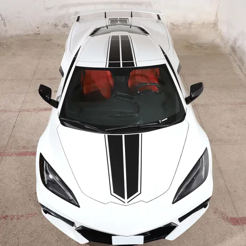 Vista 2 de Calcomanías decorativas para la parte superior de la puerta trasera y trasera, 5 unidades, compatibles con Corvette C8 Stingray 2020-2023, Negro