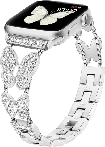 Vista 10 de Banda Mariposa Compatible con Correas de Apple Watch de 40mm 41mm 42mm (S11/10) 38mm iWatch SE Series 11 10 9 8 7 6 5 4 3, Correas delgadas