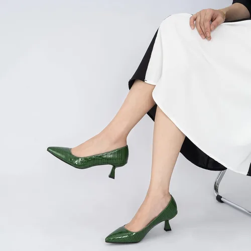 Vista 6 de youngshow Zapatos de vestir para mujer, tacón bajo y cerrado, puntera puntiaguda, sin cordones, para el trabajo y la oficina