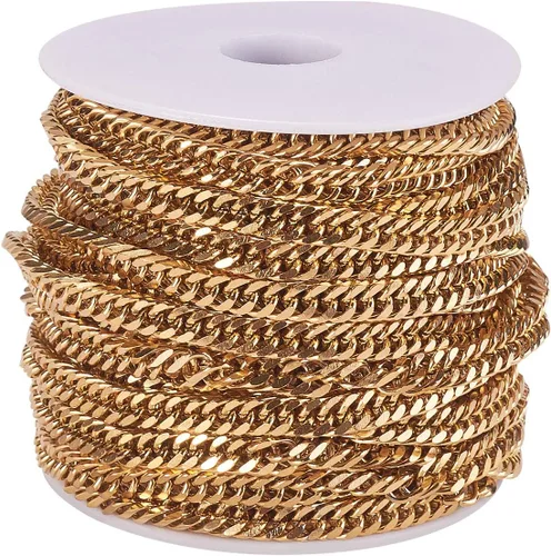 Vista 10 de LiQunSweet Cadenas sin terminar de acero inoxidable de 32.8 ft (32.8 pies) para fabricación de joyas y manualidades, 0.020 in