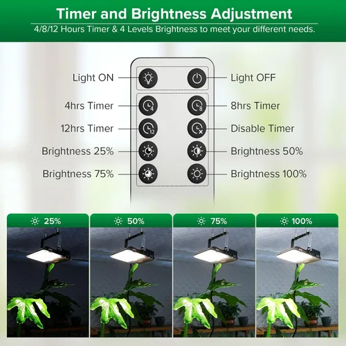 Vista 5 de SANSI Luz LED de crecimiento regulable, 3000K 5000K 660nm 730nm espectro completo 45W (equivalente a 340W) con control remoto, temporizador