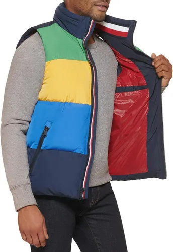 Vista 6 de Tommy Hilfiger Chaleco acolchado con cuello alto para hombre grande verdeamarilloazul Verde amarillo azul L