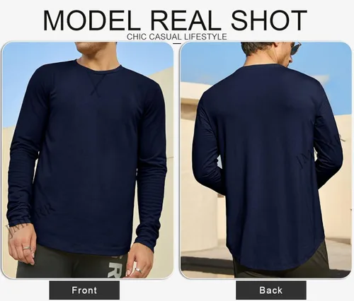 Vista 5 de JMIERR Mens 3 Pack Cotton Hipster Hip Hop Longline Crewneck T-Shirt