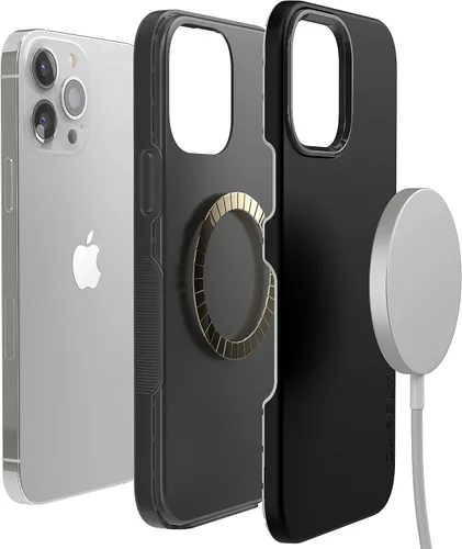 Vista 7 de Casely - Funda para iPhone 13 Pro Max Negro sobre negro Compatible con MagSafe Diseño protector audaz