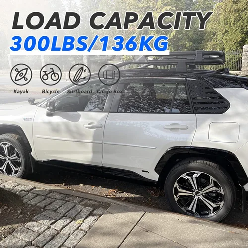 Vista 3 de Cesta de techo resistente compatible con Toyota RAV4 (2019-2025) Cesta de carga en la azotea, barras adicionales, portaequipajes