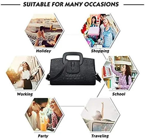 Vista 6 de Goclothod Bolso de mano con asa superior para mujer estilo vintage con solapa bandolera