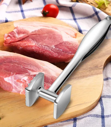 Vista 6 de Martillo Ablandador de Carne Herramienta de Martillo para Ablandar Carne de Res y Aves. Con Mango de Agarre Cómodo de Goma. Fácil de Lavar