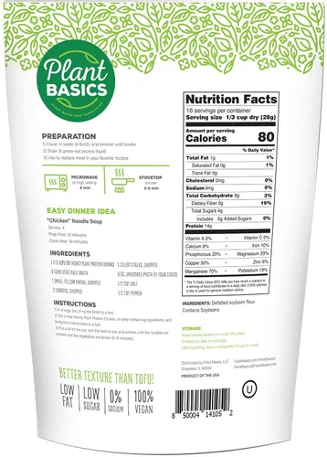 Vista 3 de Plant Basics - Proteína vegetal abundante, trozos sin sabor, 1 libra, condimento a base de plantas, como el jamón, 2 onzas, sin OMG, sin gluten