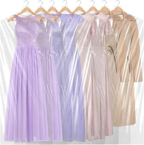Vista 9 de BEISHIDA 25 bolsas de plástico de 35.5 pulgadas, bolsas de plástico transparente para limpieza en seco, bolsas de lavandería para ropa para colgar