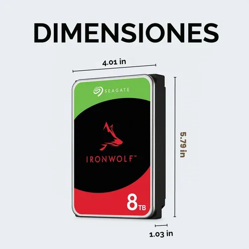 Vista 2 de Seagate IronWolf - Disco duro interno NAS HDD de 8 TB, SATA de 3.5 pulgadas, 6 Gb/s, 7200 RPM, caché de 256 MB para almacenamiento conectado a red