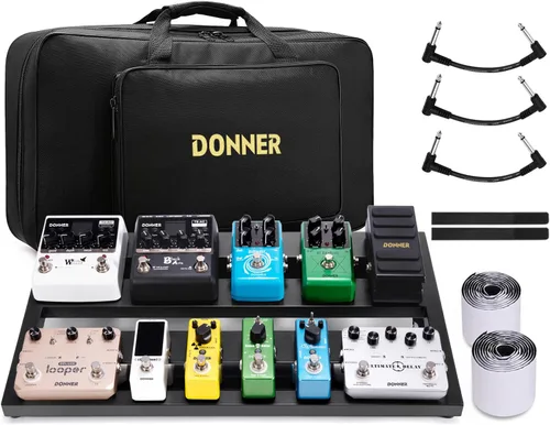 Vista 10 de Donner Estuche de Pedalera de Guitarra DB-2 Pedalera de Aluminio 20'' x 8'' con Bolsa