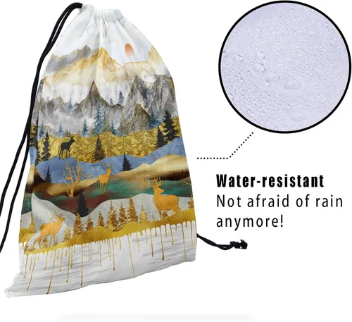 Vista 172 de Bolsa de agarre de gimnasia de piel de animal, bolsa de gimnasia con cordón ajustable, bolsa de cuerda para fauna silvestre, Mariposas Galaxy