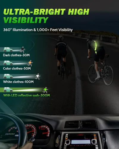 Vista 4 de Fitense LED Reflective Belt Sash - 5 Lights Colors & 3 Light Modes High Visibility Night Safety Belt, Rechargeable Light Up Running Gear Adjustable