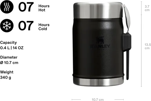 Vista 2 de STANLEY 1913 Classic Food Jar With Spork 0.4L - Black
