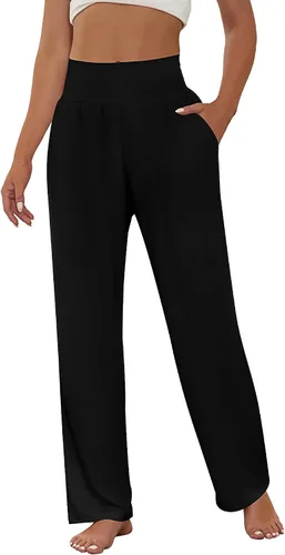 Vista 4 de Neer 3 piezas de pantalones de yoga de pierna ancha para mujer, cómodos, holgados, de cintura alta, pantalones deportivos casuales
