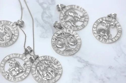 Vista 7 de CaliRoseJewelry Collar con colgante del zodiaco de plata de ley