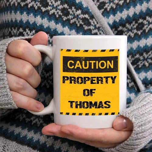 Vista 2 de Property of Thomas Taza de café – Taza de cerámica personalizada con nombre, taza personalizada, regalo personalizado de cumpleaños/Navidad, regalo