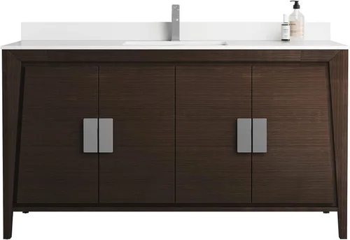 Vista 3 de Fine Fixtures Imperial Collection - Juego de gabinete de tocador de baño individual de 60 pulgadas, color ébano