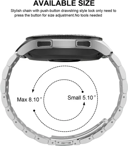 Vista 13 de BaiHui - Correa de metal compatible con Galaxy Watch de 1.81 pulgadas, Gear S3 Classic/Frontier, sin huecos, de liberación rápida, de acero