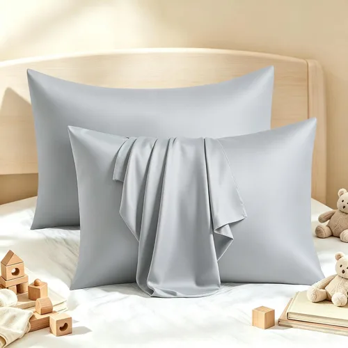 Vista 23 de Fundas de almohada de viscosa de bambú con cremallera, tamaño estándar, 2 Beige