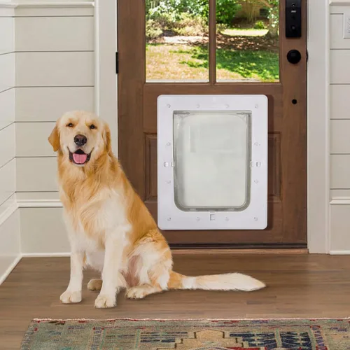 Vista 7 de Puerta para mascotas, puerta de plástico duradero para perros, marco interior de 16.7 x 11.7 pulgadas para perros grandes y mascotas, fácil