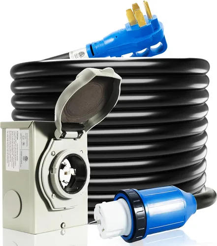 Vista 10 de Cable generador de 30 amperios y caja de entrada de alimentación, cables de generador de 15 pies de 30 amperios,Cable de alimentación de generador