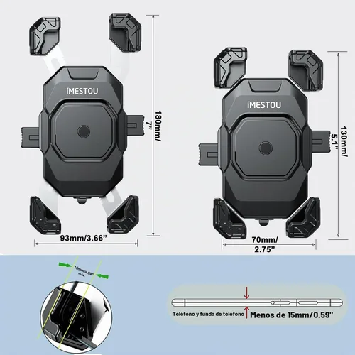 Vista 4 de iMESTOU Soporte de teléfono con cargador USB C inalámbrico para motocicleta