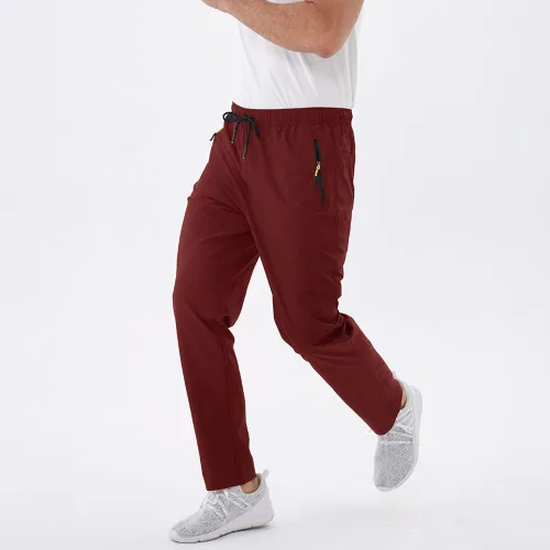 Vista 3 de Rapoo Pantalones ligeros para hombre con bolsillos con cremallera, secado rápido, pantalones deportivos de viaje para entrenamiento