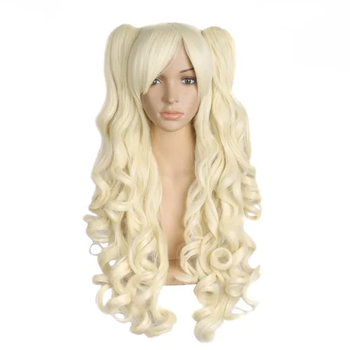 Vista 54 de Peluca MapofBeauty Lolita para disfraz, cabello largo, rizado, con coleta, Blanco