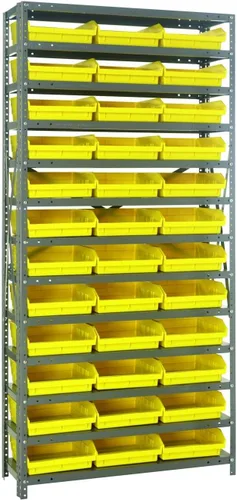 Vista 17 de Quantum QSBU-245BK Heavy Duty Shelving Unit with (7) Shelves and (24) QUS245 Black Bins for Garage Warehouse Storage Distribution 400 lb Load