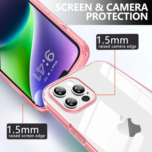Vista 3 de Funda protectora transparente para iPhone 12 Pro Max, funda protectora de esquina reforzada contra arañazos, policarbonato duro + carcasa de TPU