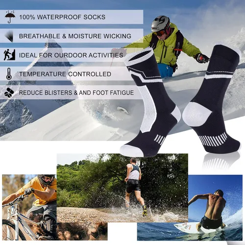 Vista 5 de RANDY SUN - Calcetines 100 impermeables unisex para practicar senderismo caminar correr esquiar etc