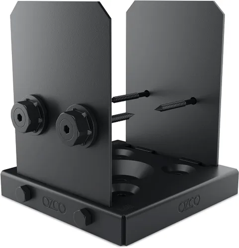 Vista 14 de OZCO Kit de base de poste de madera de hierro, 6 x 6 pulgadas, 1 kit con herrajes, negro