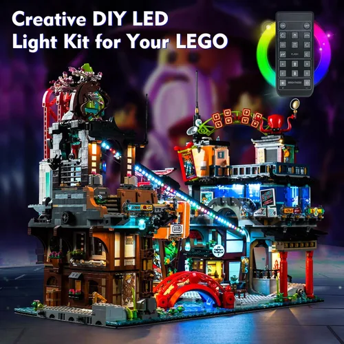 Vista 5 de LocoLee Kit de luces LED compatible con LEGO NINJAGO City Markets, juego de iluminación creativa con control remoto, accesorios compatibles con LEGO