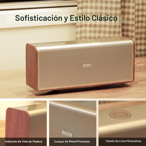 Vista 8 de DOSS Altavoz SoundBox Ultra Bluetooth, audio de 2.1 canales, graves Dorado
