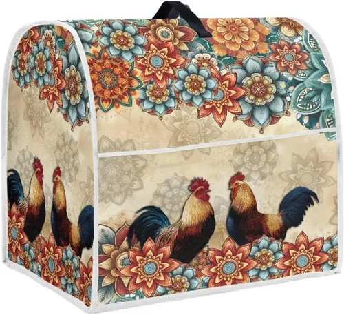 Vista 48 de Cubierta para mezclador de cocina con diseño de flores de pájaros, cubierta para procesador de alimentos con asa superior y bolsillo