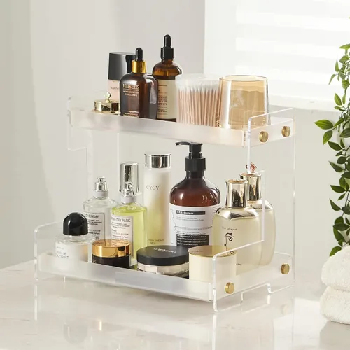 Vista 12 de FFK Organizador de Encimera de Baño, Organizador de Encimera de Baño de 2 Niveles, Estante de Especias de Cocina Organizador de Cosméticos, Estante