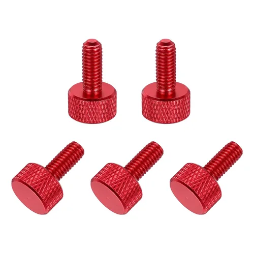 Vista 49 de MECCANIXITY 5 piezas M6x14mm Tornillos de pulgar estriado de cabeza plana, pernos de rosca completa de aleación de aluminio sólido para carcasas