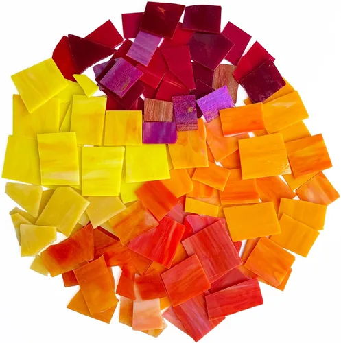 Vista 10 de Coloridos restos de vitrales, mosaico de vidrio transparente para manualidades a granel, hojas de vitrales irregulares, paquete de valor de 35 onzas