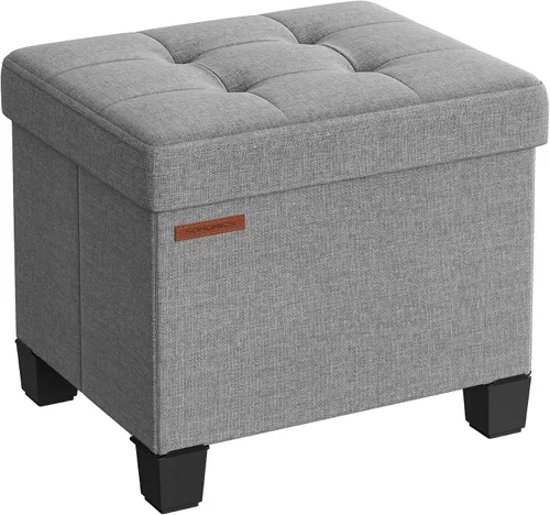 Vista 17 de SONGMICS Otomano de almacenamiento de 15 pulgadas, banco de dormitorio con almacenamiento, taburete con patas, soporta hasta 660 libras, gris oscuro