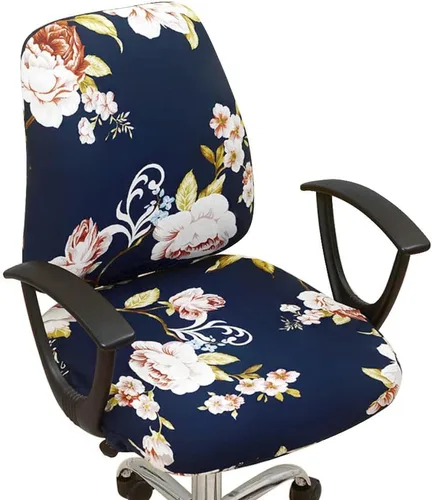 Vista 7 de VIOKKO Funda elástica para silla de oficina, fundas de asiento para silla de escritorio, antipolvo, universal, divididas de 2 piezas, giratorias