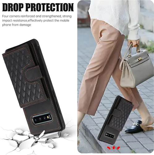Vista 8 de Asuwish Funda de teléfono para Samsung Galaxy S10 Plus con protector de pantalla de vidrio templado y correa cruzada, soporte para tarjetas, soporte