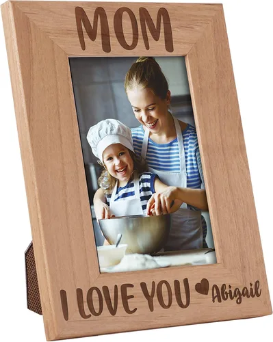 Vista 4 de Marco de fotos personalizado para regalos de mamá de hija e hijo, 4 x 6, 5 x 7, 8 x 10, mamá y yo, marco de fotos de madera de aliso personalizado