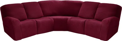 Vista 15 de MIFXIN Funda para sofá reclinable esquinero de 5 asientos, fundas elásticas de punto jacquard elástico de 7 piezas para sofá reclinable