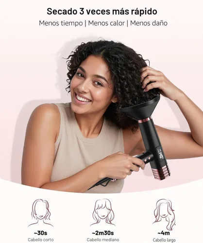 Vista 3 de MESCOMB Secador de pelo de viaje con difusor, 1875 W de doble voltaje iónico, secado rápido y control de encrespamiento para cabello grueso/rizado