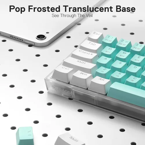 Vista 5 de Redragon K631 PRO WT Teclado inalámbrico RGB para juegos 65% de 3 modos, teclado mecánico compacto intercambiable en caliente con conector PCB sin