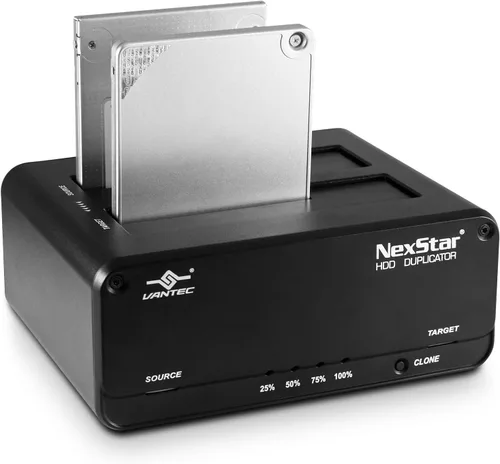 Vista 8 de Vantec NexStar JX, USB 3.2 Gen1, base de doble bahía para unidad SATA III con función de clon, USB 3.2 Gen1 (NST-D258S3-BK), negro