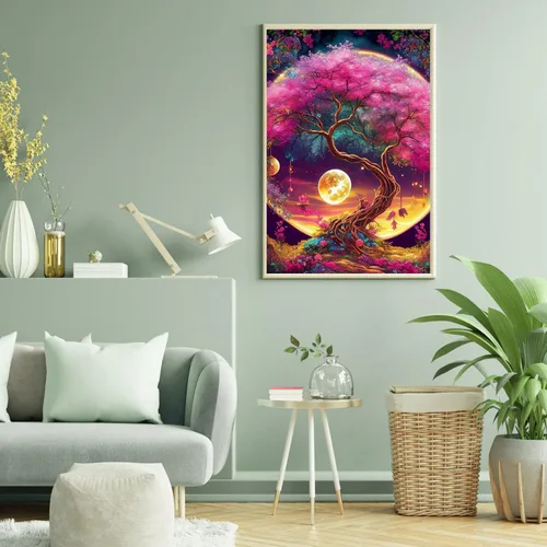 Vista 8 de Aestalrcus Kit de pintura por números de árbol de la vida para adultos, pintura de árbol por números para adultos principiantes, kits de pintura por