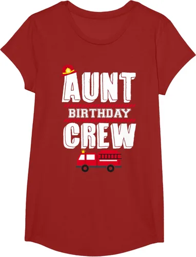 Vista 51 de Aunt Birthday Crew Fire Truck Fireman - Camiseta para fiesta de acogida, Negro, S